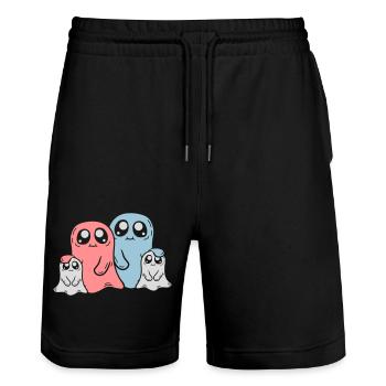 Enfants Parents Fantômes Famille - Short de jogging bio TRAINER Stanley/Stella unisexe - noir - Devant - Nik (191cm) & Marisol (170cm)