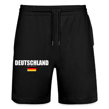 Deutschland - Stanley/Stella Unisex Bio Joggingshorts Trainer  - Schwarz - Vorne - Nik (191cm) & Marisol (170cm)