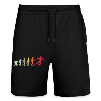 Handball Handballer Evolution Retro Vintage - Stanley/Stella Unisex Bio Joggingshorts Trainer  - Schwarz - Vorne - Nik (191cm) & Marisol (170cm)