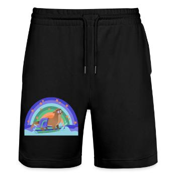 Otter Surfing Rainbow Kidcore Kids Cadeau - Short de jogging bio TRAINER Stanley/Stella unisexe - noir - Devant - Nik (191cm) & Marisol (170cm)