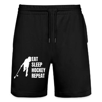 Hockey Feldhockey Hockeyspieler Geschenk Unihockey - Stanley/Stella Unisex Bio Joggingshorts Trainer  - Schwarz - Vorne - Nik (191cm) & Marisol (170cm)