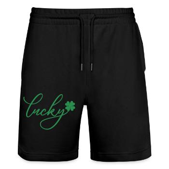 Cadeau de la Saint-Patrick Trèfle Hommes, Femmes, Enfants - Short de jogging bio TRAINER Stanley/Stella unisexe - noir - Devant - Nik (191cm) & Marisol (170cm)