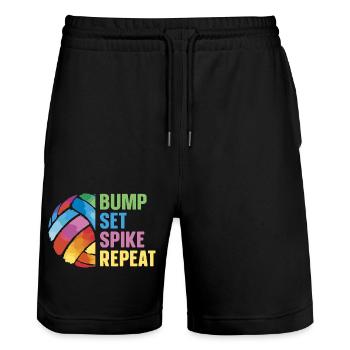 Volleyball - Stanley/Stella Trainer Unisex Organic Jogging Shorts - black - Front - Nik (191cm) & Marisol (170cm)
