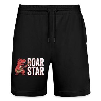 Dinosaur rock star. - Stanley/Stella Trainer Unisex Organic Jogging Shorts - black - Front - Nik (191cm) & Marisol (170cm)