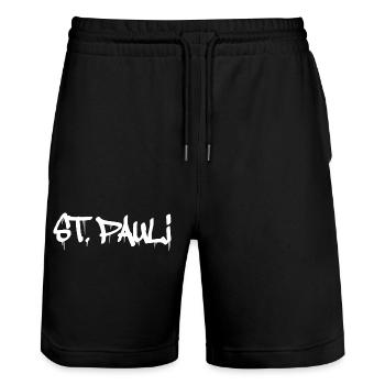 St. Pauli Hambourg Sankt Pauli - Short de jogging bio TRAINER Stanley/Stella unisexe - noir - Devant - Nik (191cm) & Marisol (170cm)
