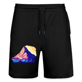 Mountain hikers Mountains Mountain hiking Hiking Hiking - Stanley/Stella Trainer Unisex Organic Jogging Shorts - black - Front - Nik (191cm) & Marisol (170cm)