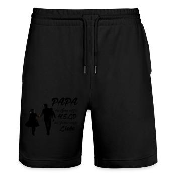 PAPA HÉROS ET PREMIER AMOUR - Short de jogging bio TRAINER Stanley/Stella unisexe - noir - Devant - Nik (191cm) & Marisol (170cm)