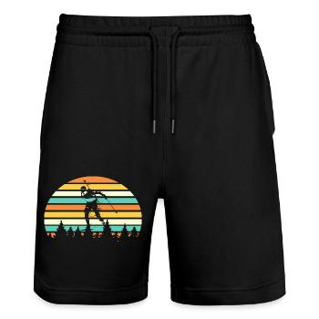 Biathlon Winter Sports Retro - Stanley/Stella Trainer Unisex Organic Jogging Shorts - black - Front - Nik (191cm) & Marisol (170cm)
