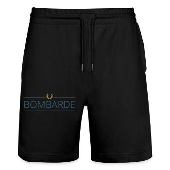 Bombardierung - Stanley/Stella Unisex Bio Joggingshorts Trainer  - Schwarz - Vorne - Nik (191cm) & Marisol (170cm)