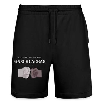 Teamdog - Stanley/Stella Unisex Bio Joggingshorts Trainer  - Schwarz - Vorne - Nik (191cm) & Marisol (170cm)