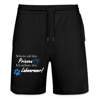 Scheiss auf den Prinzen, ich nehme den Labmaraner! - Stanley/Stella Unisex Bio Joggingshorts Trainer  - Schwarz - Vorne - Nik (191cm) & Marisol (170cm)