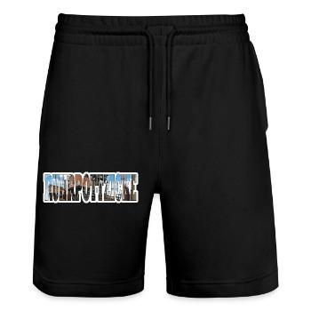 Ruhrpottzicke - Stanley/Stella Unisex Bio Joggingshorts Trainer  - Schwarz - Vorne - Nik (191cm) & Marisol (170cm)