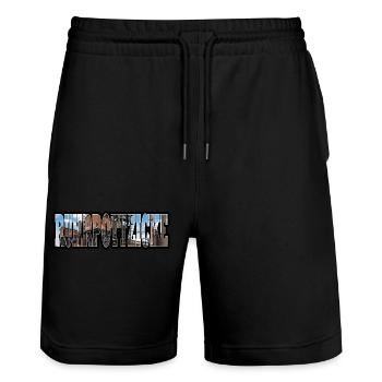 Ruhrpottzicke - Stanley/Stella Unisex Bio Joggingshorts Trainer  - Schwarz - Vorne - Nik (191cm) & Marisol (170cm)