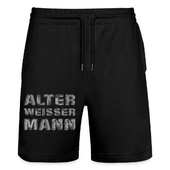 Alter weißer Mann - Stanley/Stella Unisex Bio Joggingshorts Trainer  - Schwarz - Vorne - Nik (191cm) & Marisol (170cm)