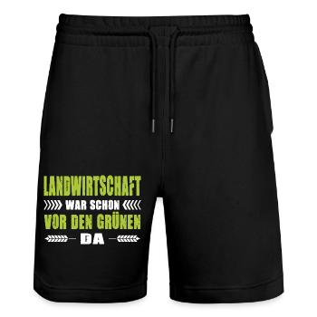Landwirtschaft War Schon Vor Den Grünen Da Bauer - Stanley/Stella Unisex Bio Joggingshorts Trainer  - Schwarz - Vorne - Nik (191cm) & Marisol (170cm)
