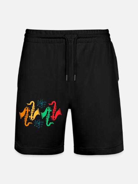 Bunte Saxophon-Kollektion - Stanley/Stella Unisex Bio Joggingshorts Trainer  - Schwarz