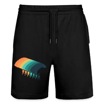 Vintage parachute - Stanley/Stella Trainer Unisex Organic Jogging Shorts - black - Front - Nik (191cm) & Marisol (170cm)