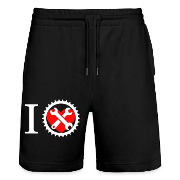 Handwerker Handyman Handwerk Werkzeug Baustelle - Stanley/Stella Unisex Bio Joggingshorts Trainer  - Schwarz - Vorne - Nik (191cm) & Marisol (170cm)