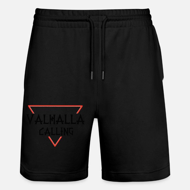 Valhalla Calling (Final Logo) - Stanley/Stella Trainer Unisex Organic Jogging Shorts - black