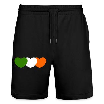 Ireland heart - Stanley/Stella Trainer Unisex Organic Jogging Shorts - black - Front - Nik (191cm) & Marisol (170cm)