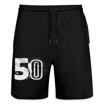 Geburtstag 50 Jahre alt Vintage Retro Lustig 1973 - Stanley/Stella Unisex Bio Joggingshorts Trainer  - Schwarz - Vorne - Nik (191cm) & Marisol (170cm)