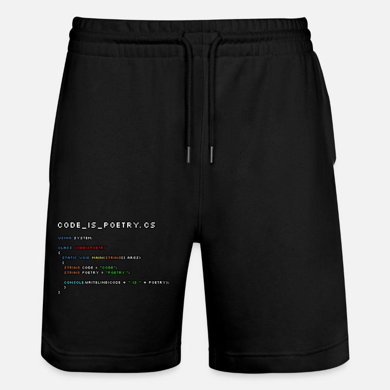 Code is poetry.cs - Stanley/Stella Trainer Unisex Organic Jogging Shorts - black