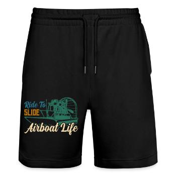 Ride To Slide Airboat Life Hydroplane Propeller Sw - Stanley/Stella Unisex Bio Joggingshorts Trainer  - Schwarz - Vorne - Nik (191cm) & Marisol (170cm)