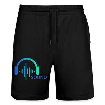 MUSIK-KLÄNGE - Stanley/Stella Unisex Bio Joggingshorts Trainer  - Schwarz - Vorne - Nik (191cm) & Marisol (170cm)