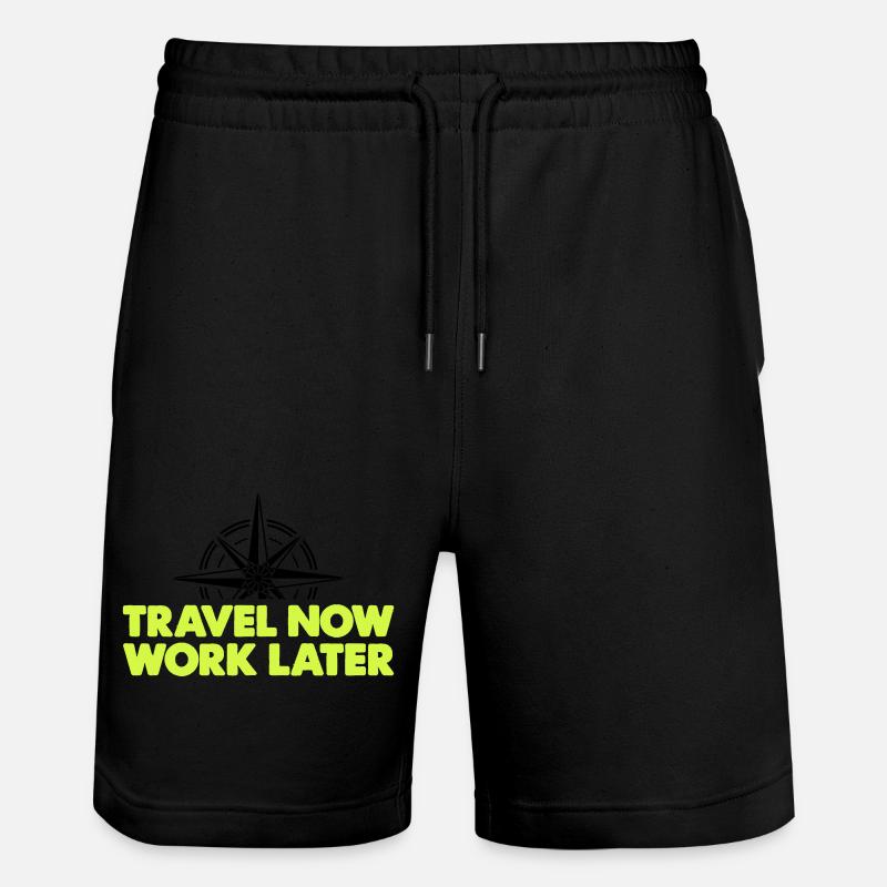 Travel Now Work Later - Stanley/Stella Unisex Bio Joggingshorts Trainer - Schwarz