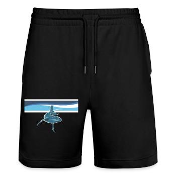 Humpback whale - Stanley/Stella Trainer Unisex Organic Jogging Shorts - black - Front - Nik (191cm) & Marisol (170cm)