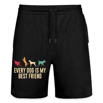 Hund Hunde Lustiger Spruch Vintage - Stanley/Stella Unisex Bio Joggingshorts Trainer  - Schwarz - Vorne - Nik (191cm) & Marisol (170cm)