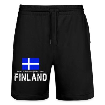 Finlande Finlande - Short de jogging bio TRAINER Stanley/Stella unisexe - noir - Devant - Nik (191cm) & Marisol (170cm)