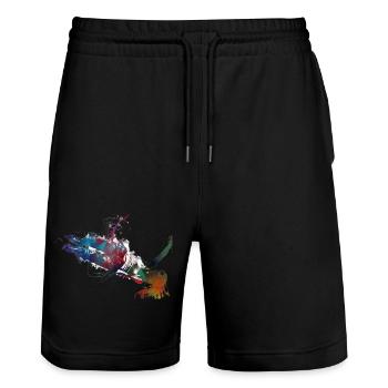 Bungee-Sprung #bungee - Stanley/Stella Unisex Bio Joggingshorts Trainer  - Schwarz - Vorne - Nik (191cm) & Marisol (170cm)