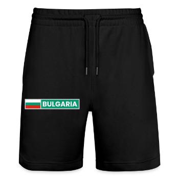 Bulgaria Flag - Stanley/Stella Trainer Unisex Organic Jogging Shorts - black - Front - Nik (191cm) & Marisol (170cm)