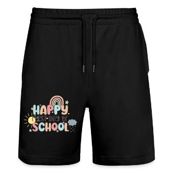 Happy First Day of School Back to School - Short de jogging bio TRAINER Stanley/Stella unisexe - noir - Devant - Nik (191cm) & Marisol (170cm)