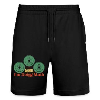 Shhh I'm Doing Math Workout Training Weight Liftin - Stanley/Stella Unisex Bio Joggingshorts Trainer  - Schwarz - Vorne - Nik (191cm) & Marisol (170cm)