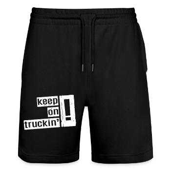 Design « Keep On Truckin » - cadeau parfait - Short de jogging bio TRAINER Stanley/Stella unisexe - noir - Devant - Nik (191cm) & Marisol (170cm)