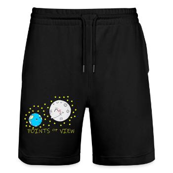 Conception mignonne de points de vue positifs de la lune et de la terre - Short de jogging bio TRAINER Stanley/Stella unisexe - noir - Devant - Nik (191cm) & Marisol (170cm)