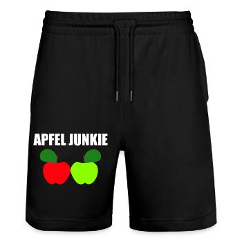 Apfel junkie - Stanley/Stella Unisex Bio Joggingshorts Trainer  - Schwarz - Vorne - Nik (191cm) & Marisol (170cm)