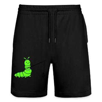 raupe angelt - Stanley/Stella Unisex Bio Joggingshorts Trainer  - Schwarz - Vorne - Nik (191cm) & Marisol (170cm)