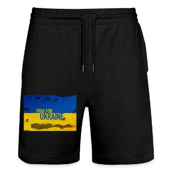 Ukraine - Stanley/Stella Unisex Bio Joggingshorts Trainer  - Schwarz - Vorne - Nik (191cm) & Marisol (170cm)
