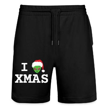 I Love XMAS | XMAS - Short de jogging bio TRAINER Stanley/Stella unisexe - noir - Devant - Nik (191cm) & Marisol (170cm)
