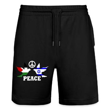 Peace for Free Palestine Israel - Stanley/Stella Trainer Unisex Organic Jogging Shorts - black - Front - Nik (191cm) & Marisol (170cm)