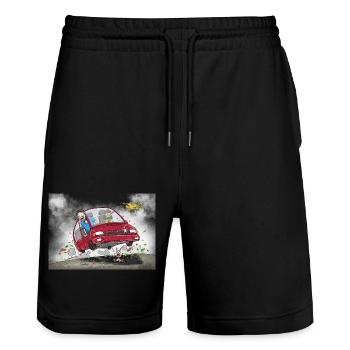 Conservationists on their way to the biotope - Stanley/Stella Trainer Unisex Organic Jogging Shorts - black - Front - Nik (191cm) & Marisol (170cm)