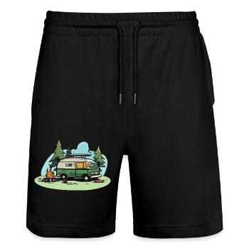 Vanlife - Stanley/Stella Unisex Bio Joggingshorts Trainer  - Schwarz - Vorne - Nik (191cm) & Marisol (170cm)
