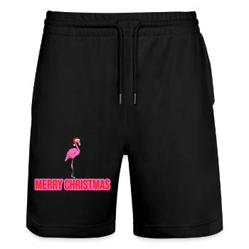 Flamant rose Joyeux Noël - Short de jogging bio TRAINER Stanley/Stella unisexe - noir - Devant - Nik (191cm) & Marisol (170cm)
