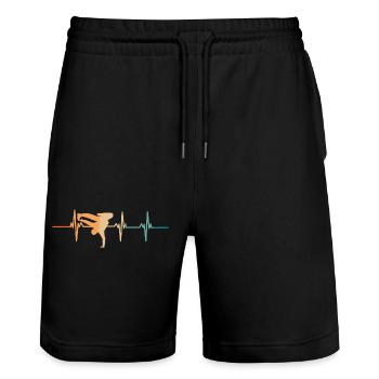 Battement de cœur Hip hop - Short de jogging bio TRAINER Stanley/Stella unisexe - noir - Devant - Nik (191cm) & Marisol (170cm)