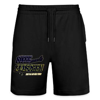 geburtstagsgeschenk geschenkidee humor haustier - Stanley/Stella Unisex Bio Joggingshorts Trainer  - Schwarz - Vorne - Nik (191cm) & Marisol (170cm)