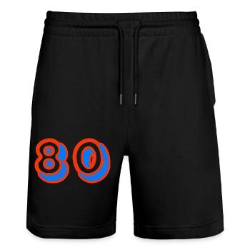80. 80 JAHRE. 80-JÄHRIGES JUBILÄUM. 80. GEBURTSTAG. - Stanley/Stella Unisex Bio Joggingshorts Trainer  - Schwarz - Vorne - Nik (191cm) & Marisol (170cm)
