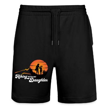 Hiking with my daughter - wandern mit Tochter - Stanley/Stella Unisex Bio Joggingshorts Trainer  - Schwarz - Vorne - Nik (191cm) & Marisol (170cm)